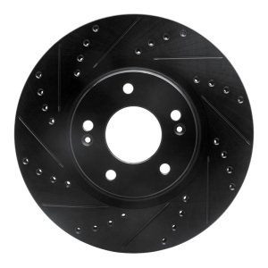 Hyundai Kona Brake Rotor (1) - Front Left - R1 Concepts - Drilled & Slotted - Black - `20-`25